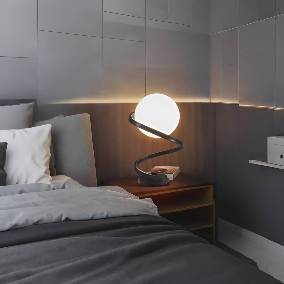 Modern Spiral Glass Ball Table Lamp
