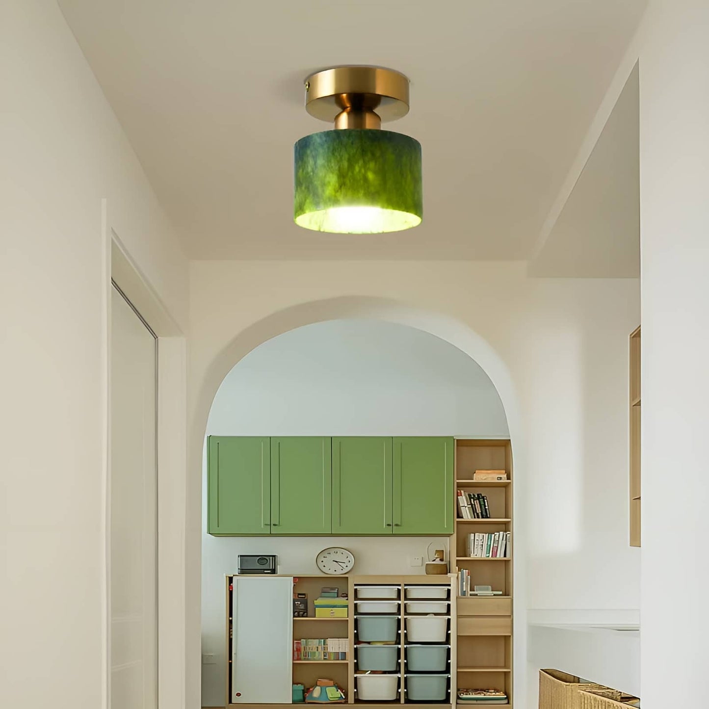 Natural Jade Vintage Dark Green Ceiling Light