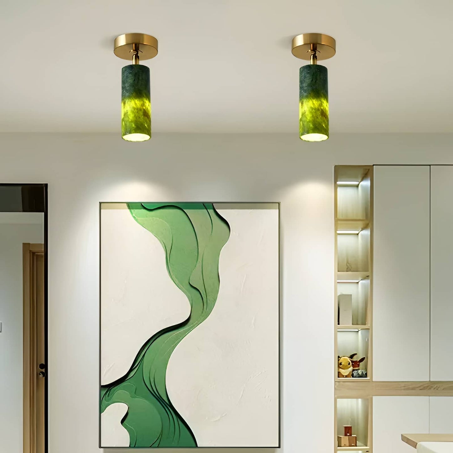 Natural Jade Vintage Dark Green Ceiling Light