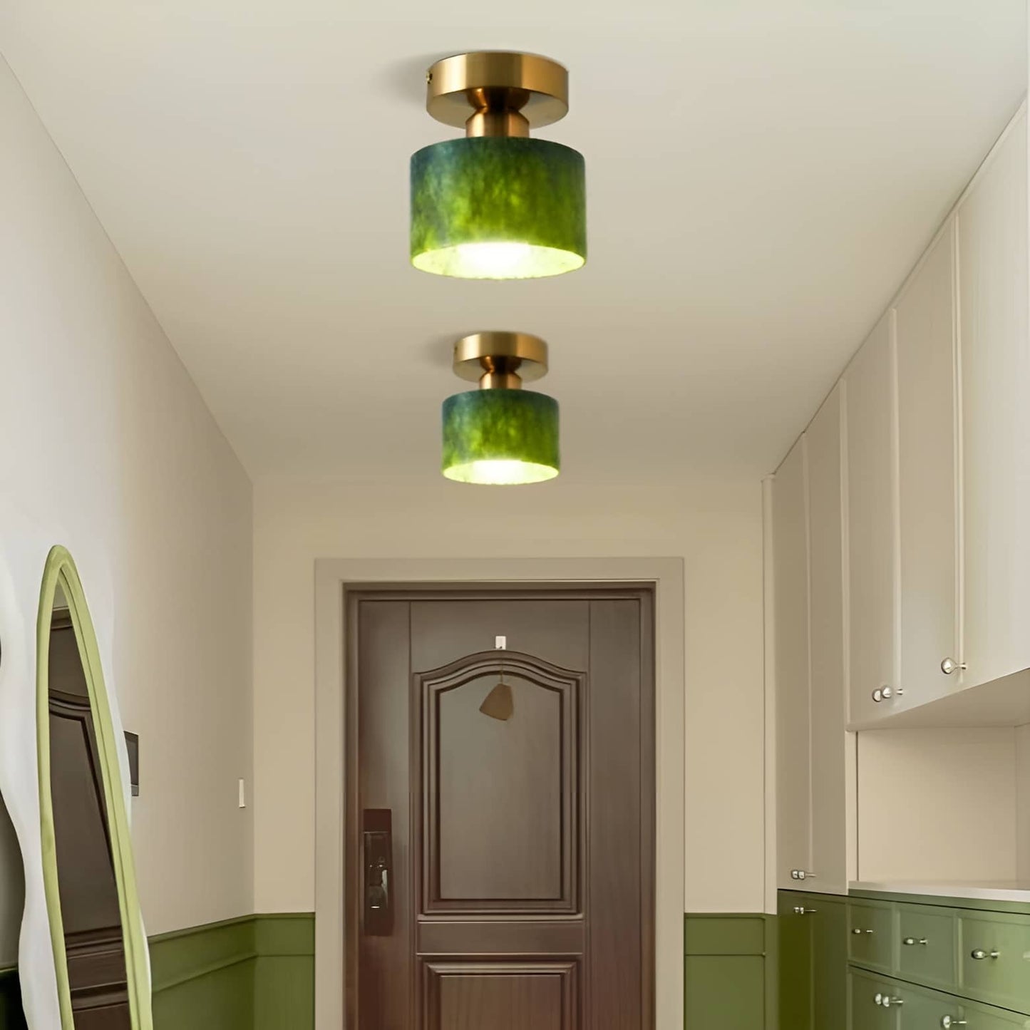 Natural Jade Vintage Dark Green Ceiling Light