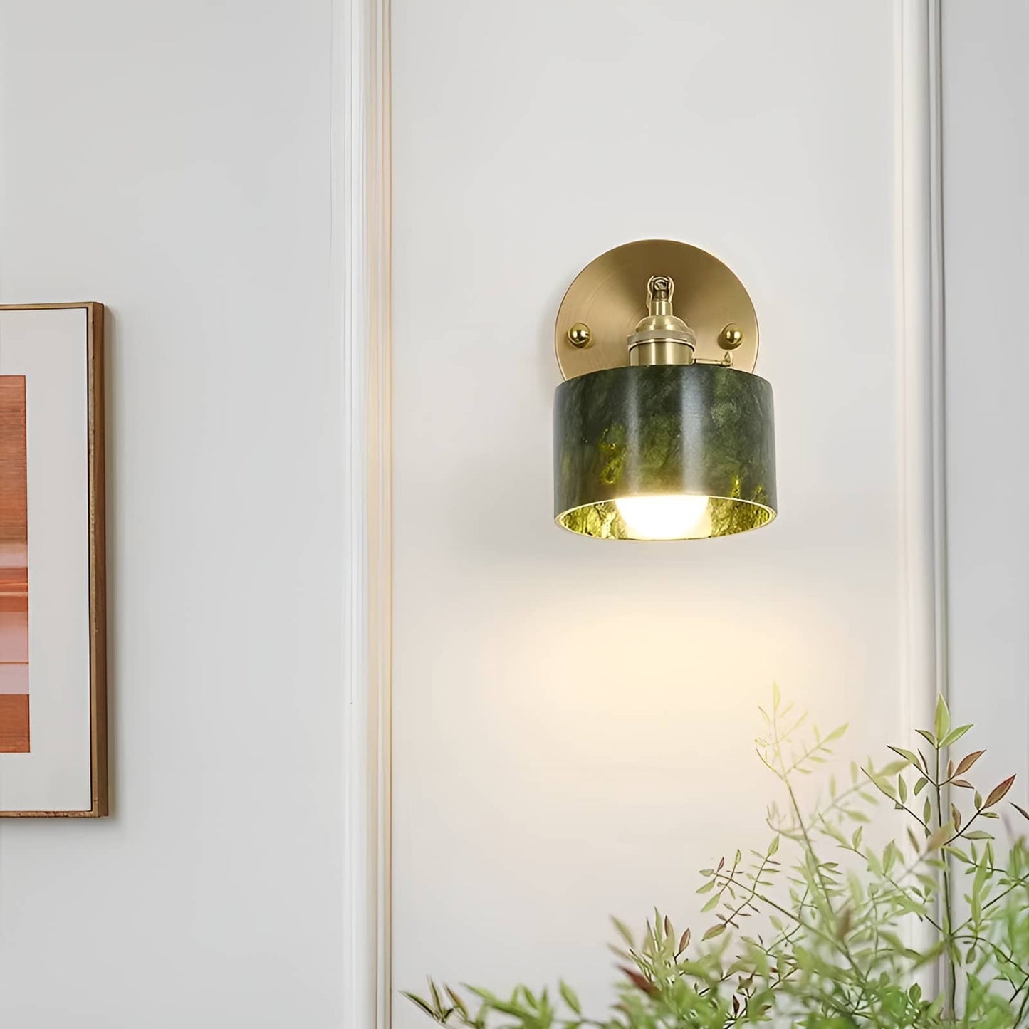 Natürliche Jade Dunkelgrüne Wandlampe Vintage