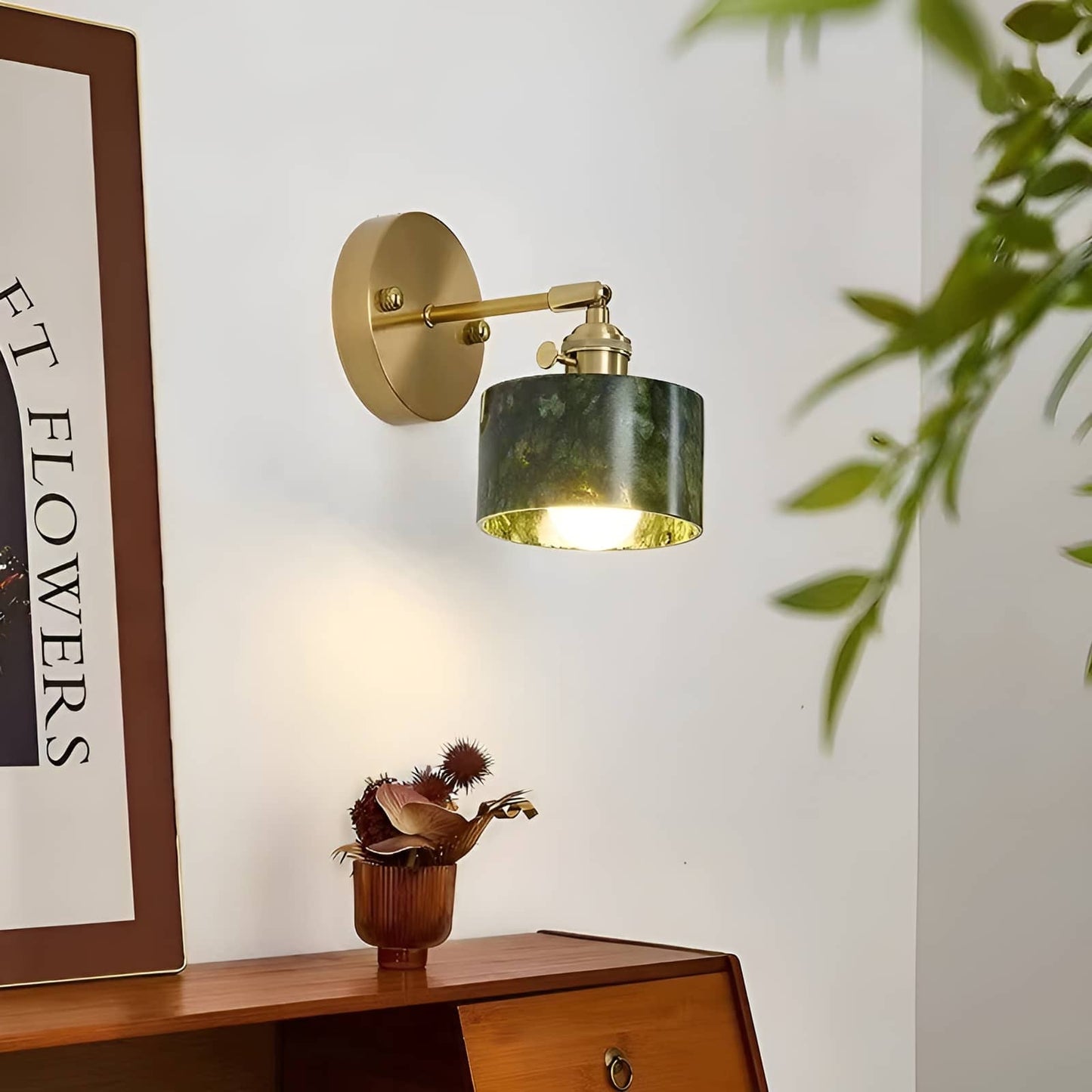 Natürliche Jade Dunkelgrüne Wandlampe Vintage