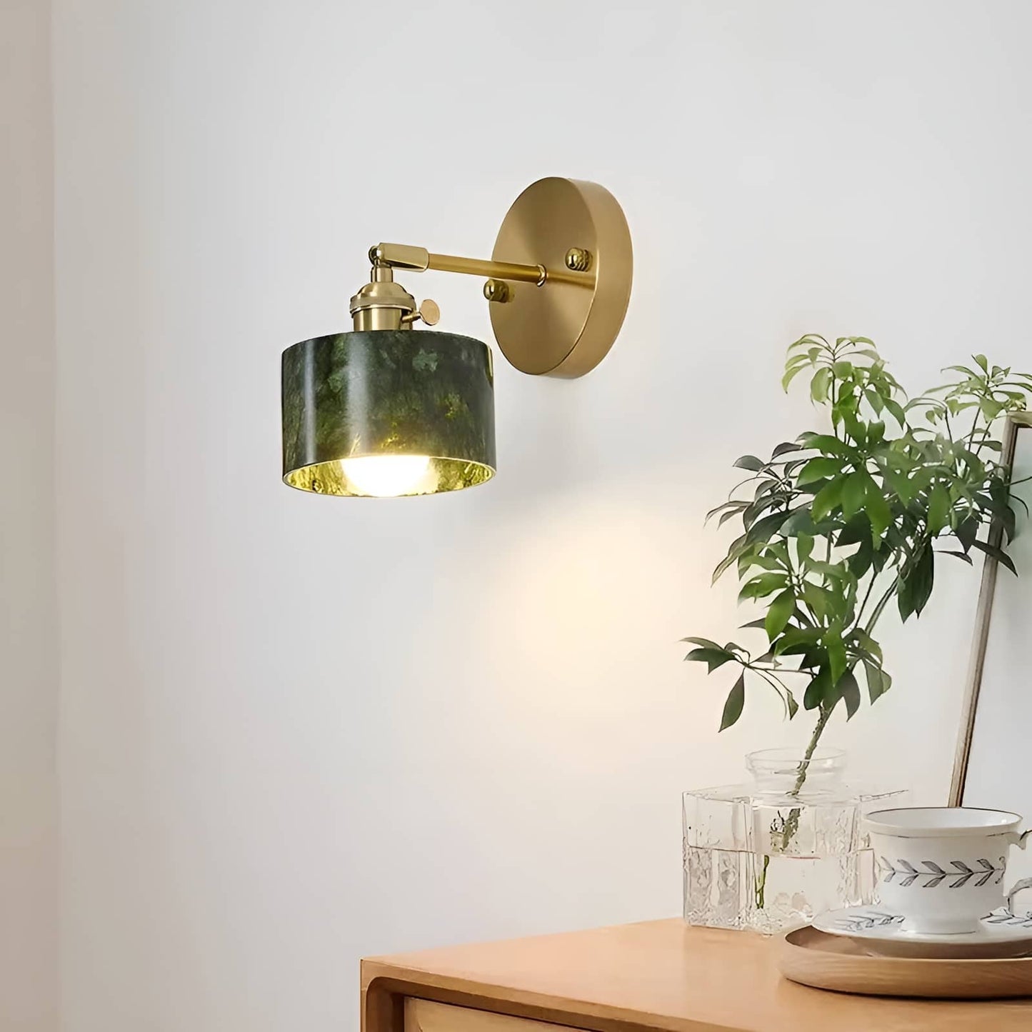 Natürliche Jade Dunkelgrüne Wandlampe Vintage