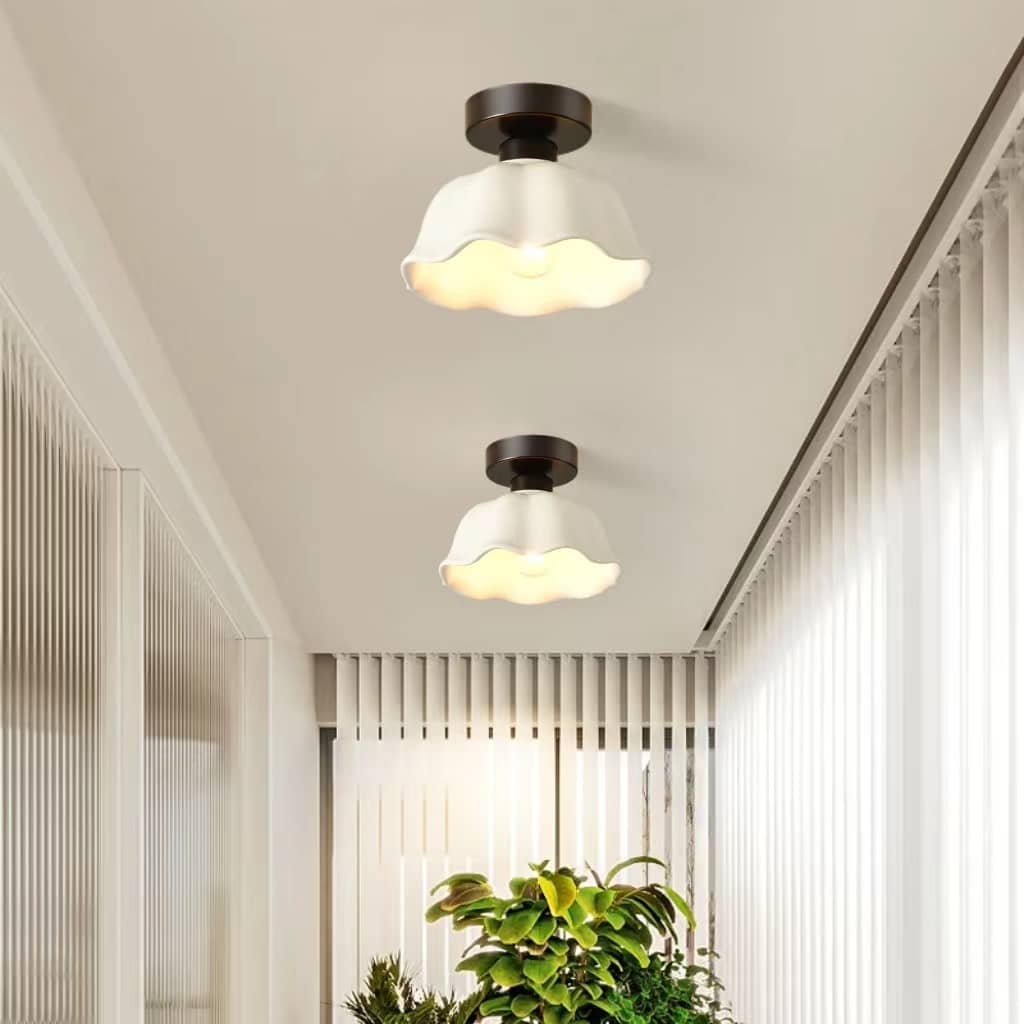 Nordic Ruffle White Ceramic Ceiling Light