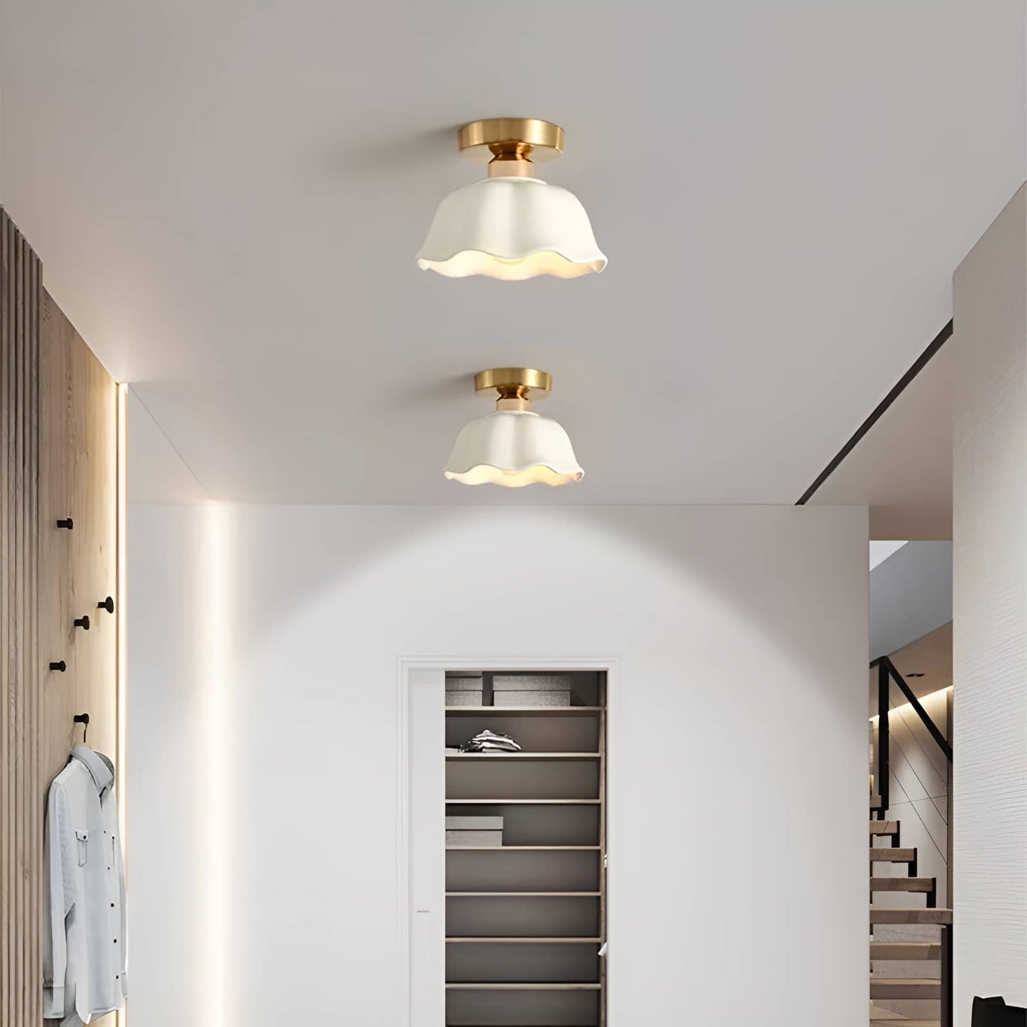 Nordic Ruffle White Ceramic Ceiling Light