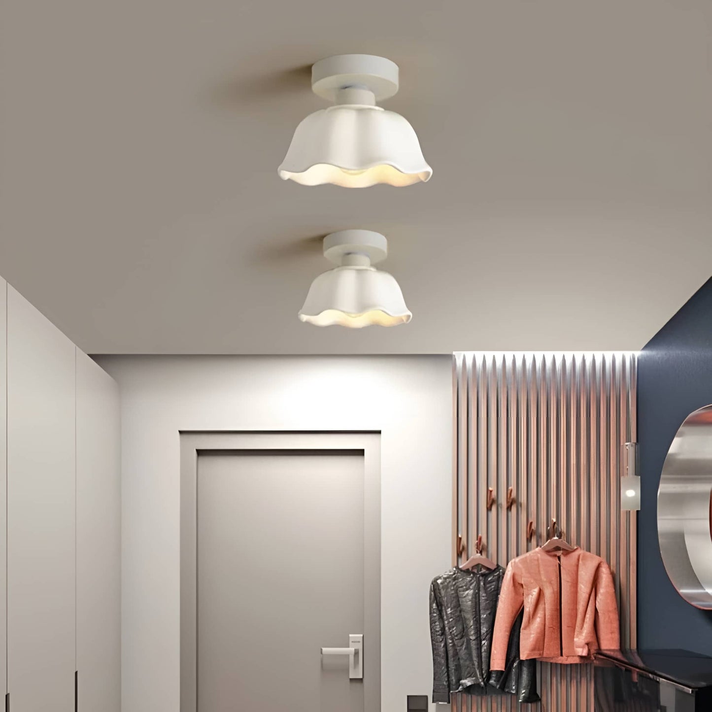 Nordic Ruffle White Ceramic Ceiling Light