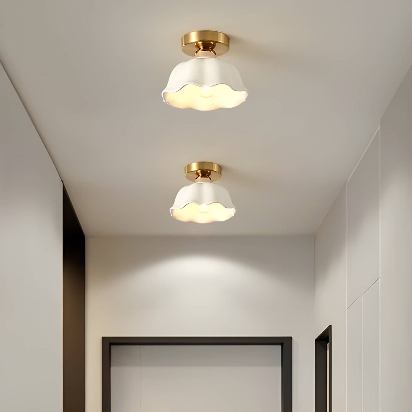Nordic Ruffle White Ceramic Ceiling Light