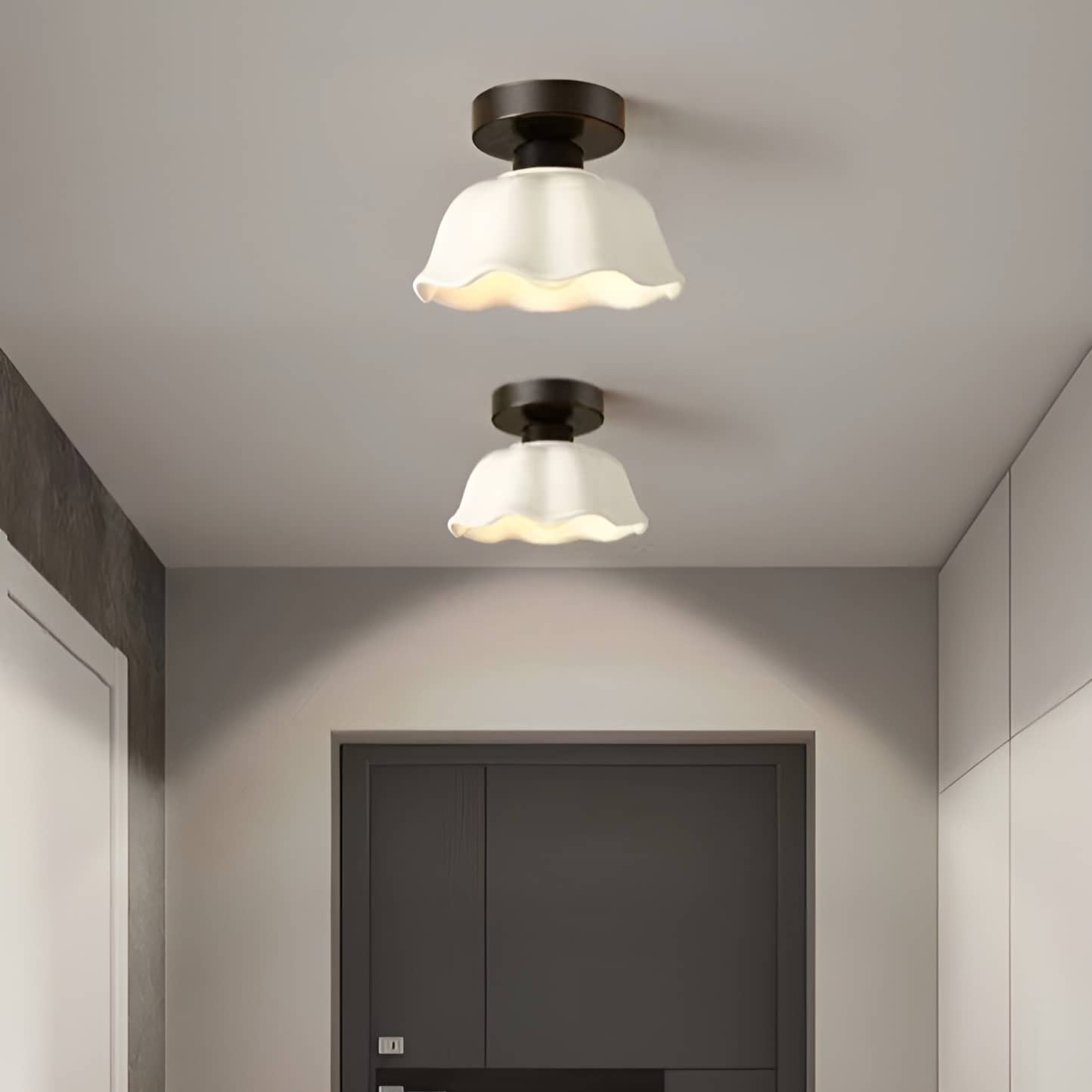 Nordic Ruffle White Ceramic Ceiling Light