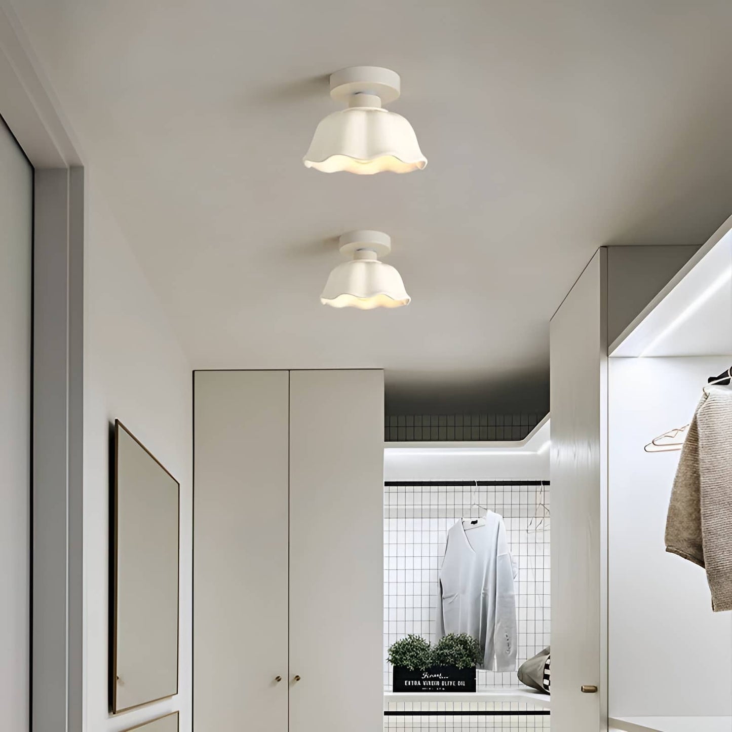 Nordic Ruffle White Ceramic Ceiling Light