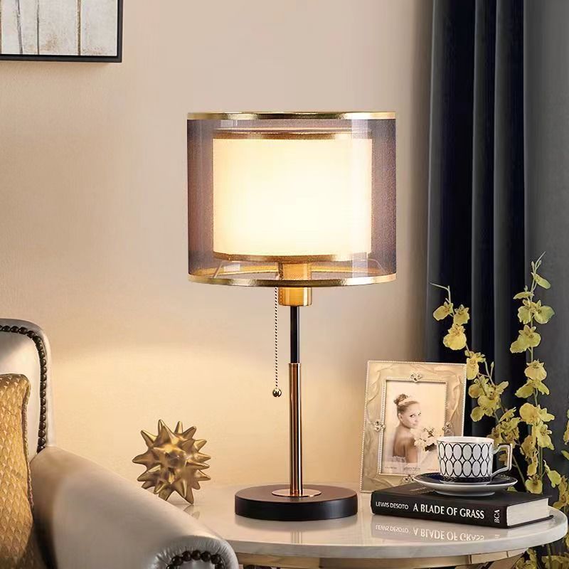 Nordic Vintage Double Layer Fabric Table Lamp