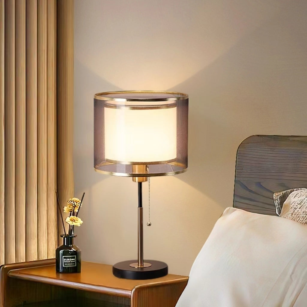 Nordic Vintage Double Layer Fabric Table Lamp