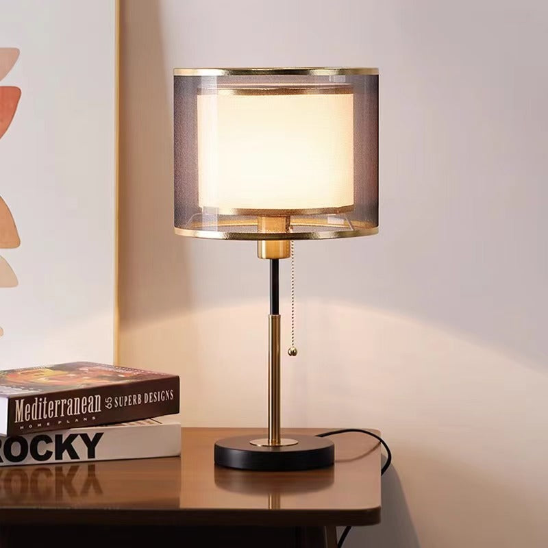 Nordic Vintage Double Layer Fabric Table Lamp