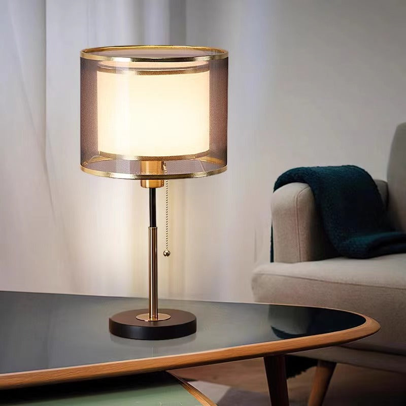 Nordic Vintage Double Layer Fabric Table Lamp