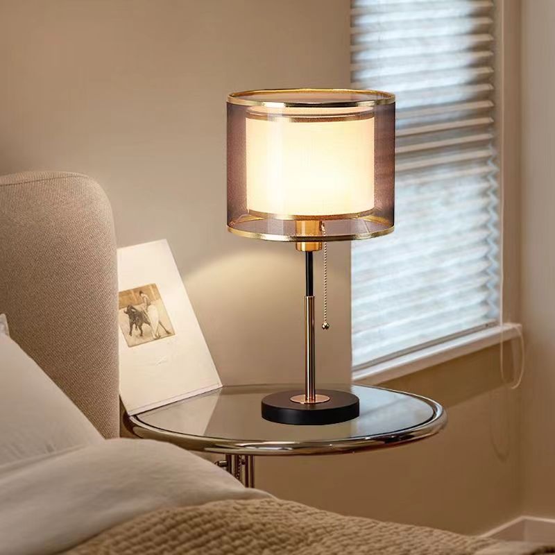 Nordic Vintage Double Layer Fabric Table Lamp
