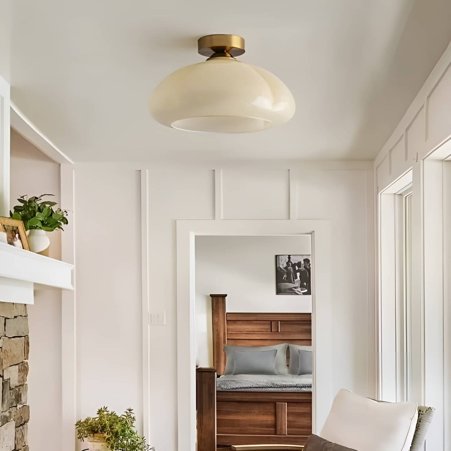 Nordic Bauhaus Pumpkin Glass Ceiling Light