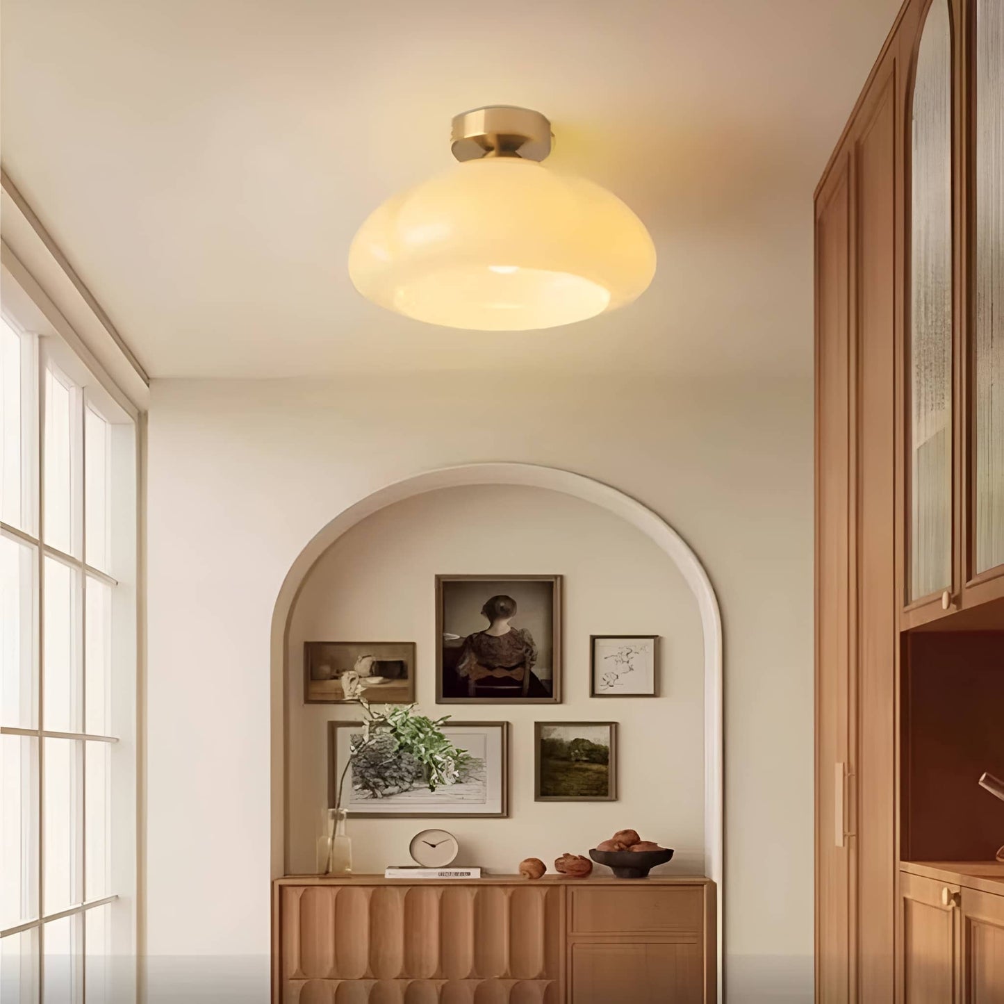 Nordic Bauhaus Pumpkin Glass Ceiling Light