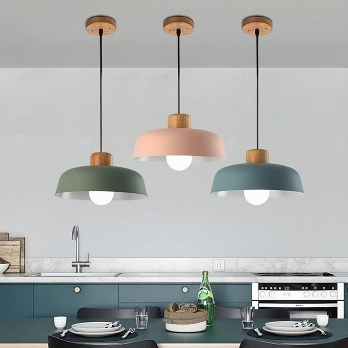 Nordic Macaron Bowl Shaped Pendant Lamp