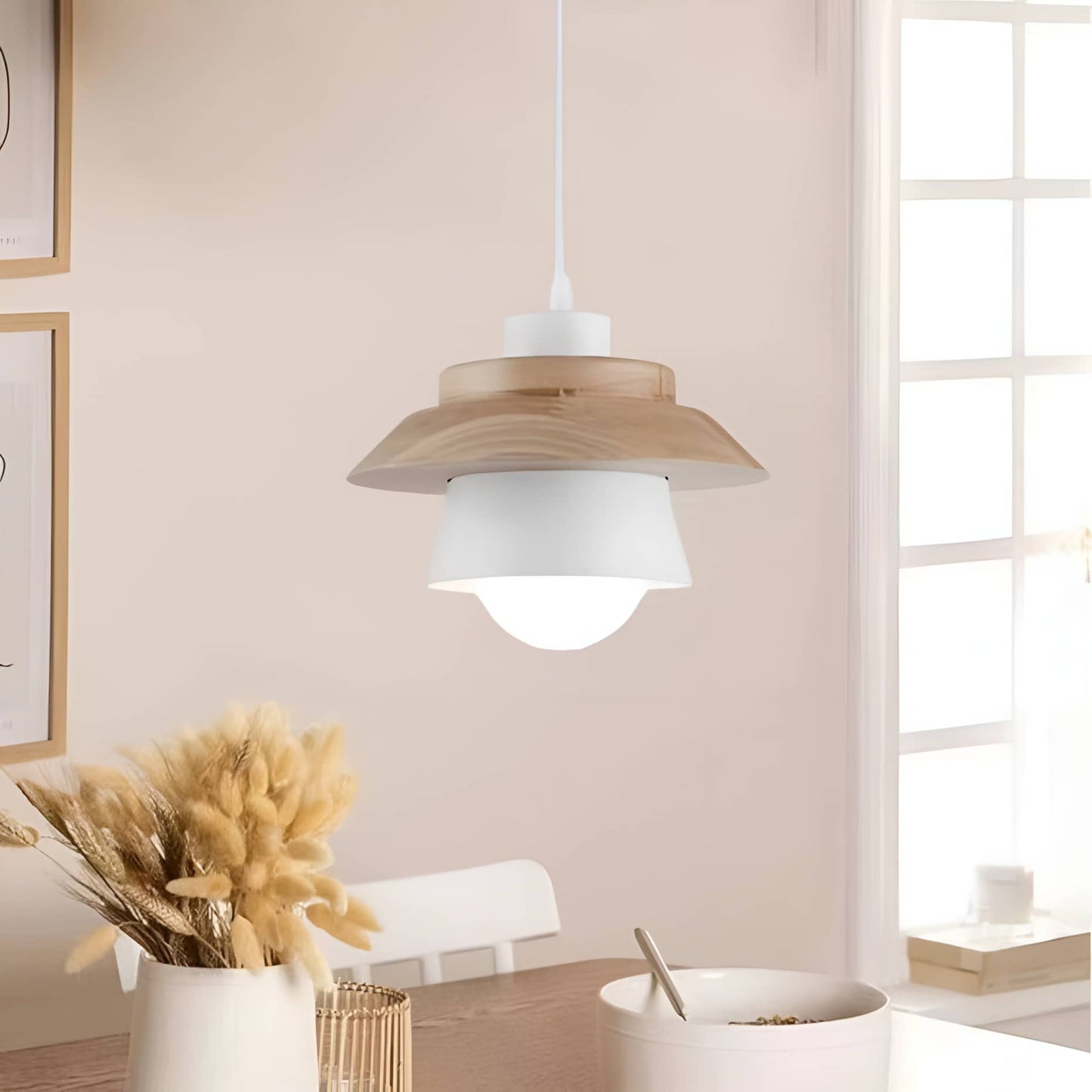 Nordic Macaron Metal Wooden Pendant Lamp