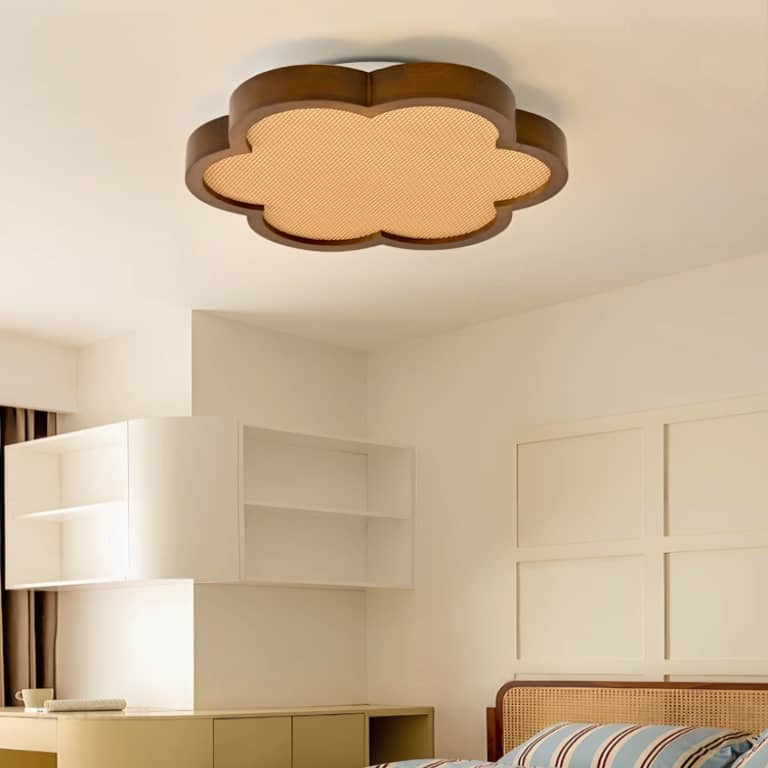 Plum Blossom Rattan Wooden LED Ceiling Light