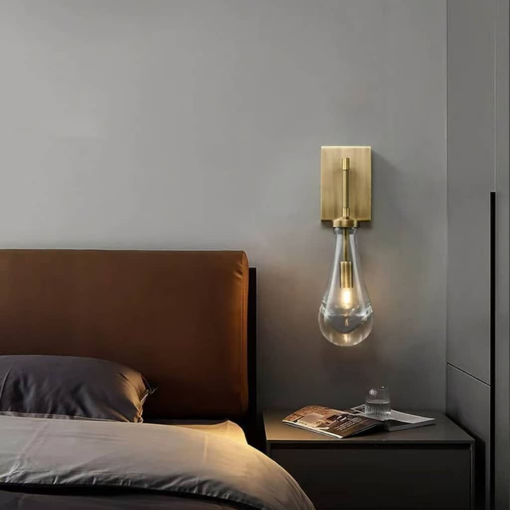 Raindrop Crystal Vintage Brass Wall Light