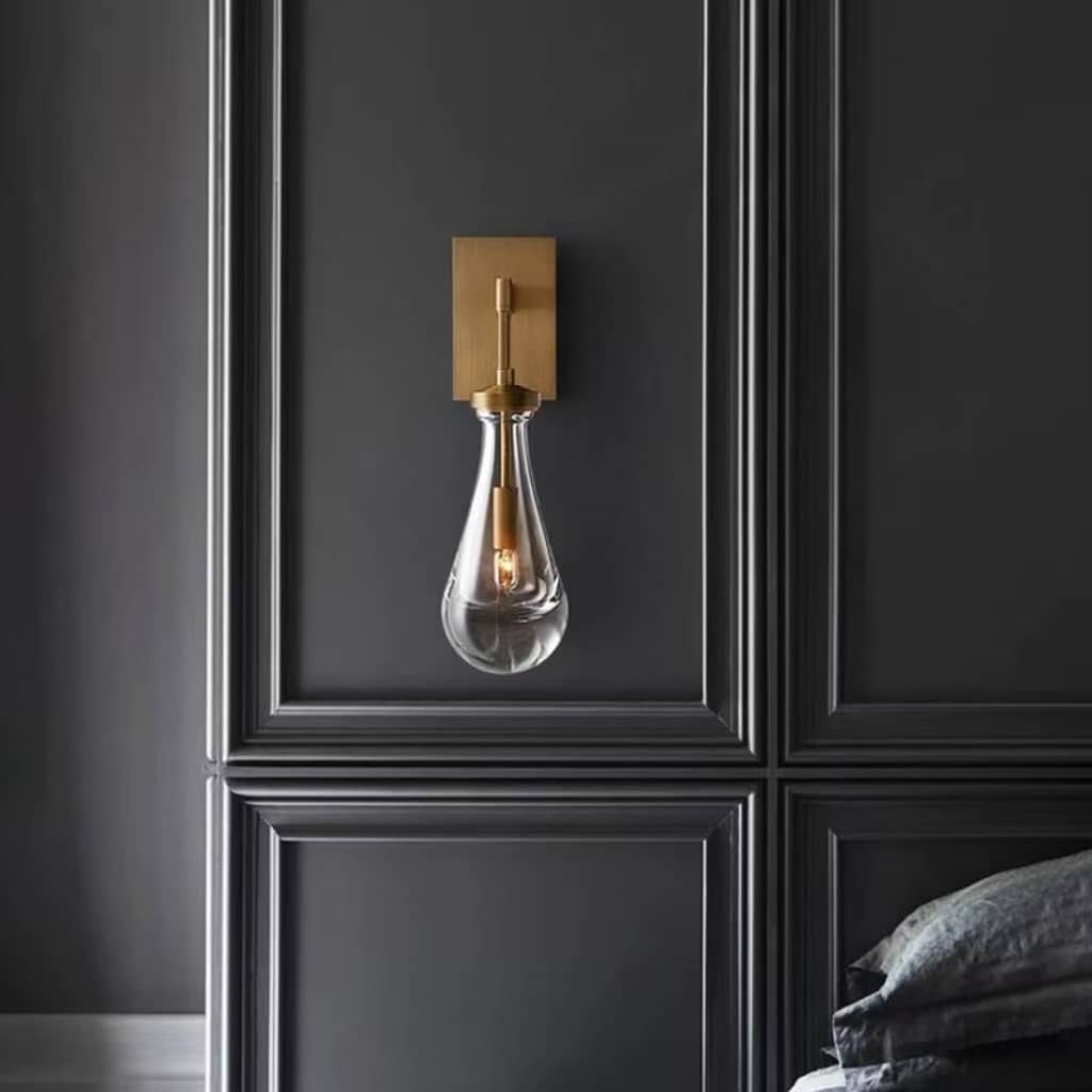 Raindrop Crystal Vintage Brass Wall Light