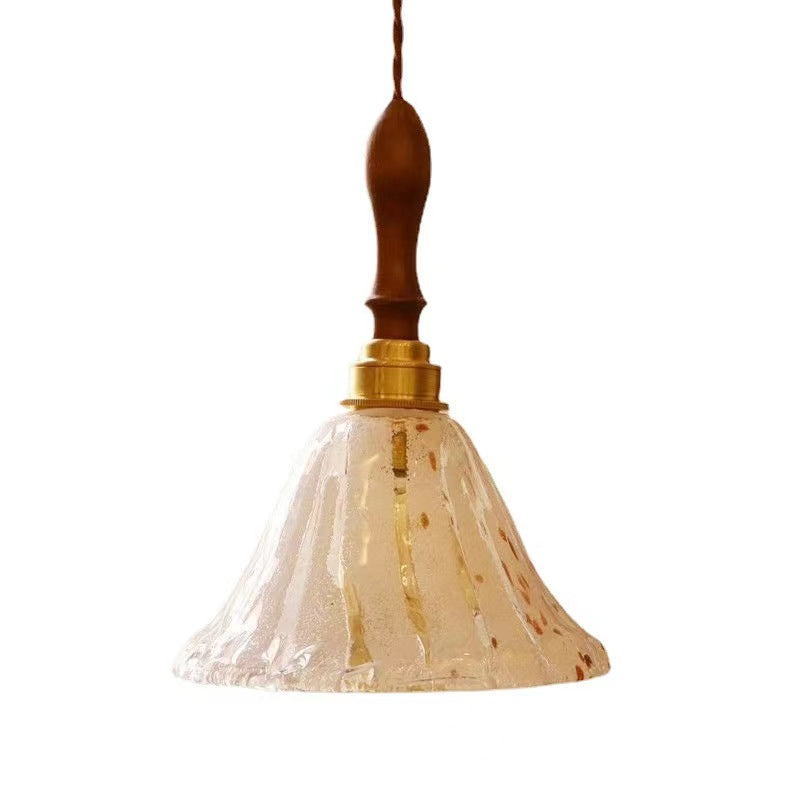 Suspension en verre et noyer de style américain rétro
