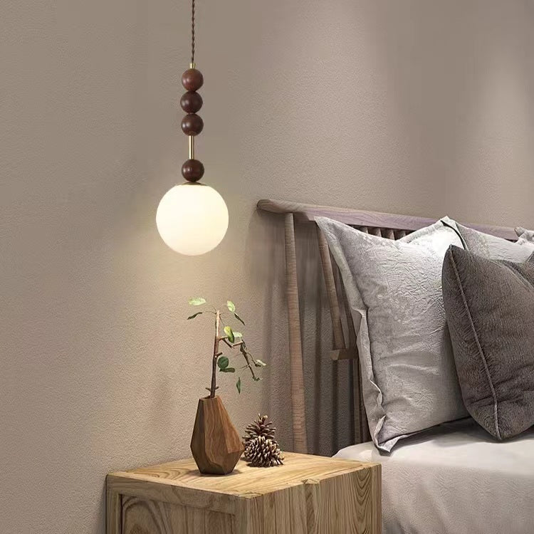 Retro Geometric Walnut Wooden Pendant Light