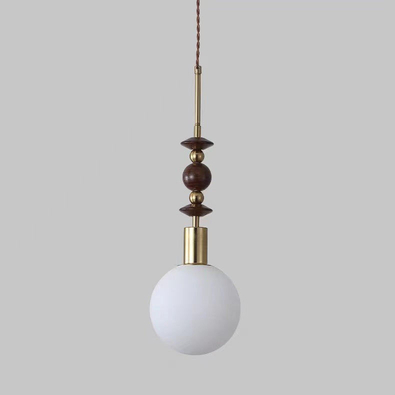 Retro Geometric Walnut Wooden Pendant Light