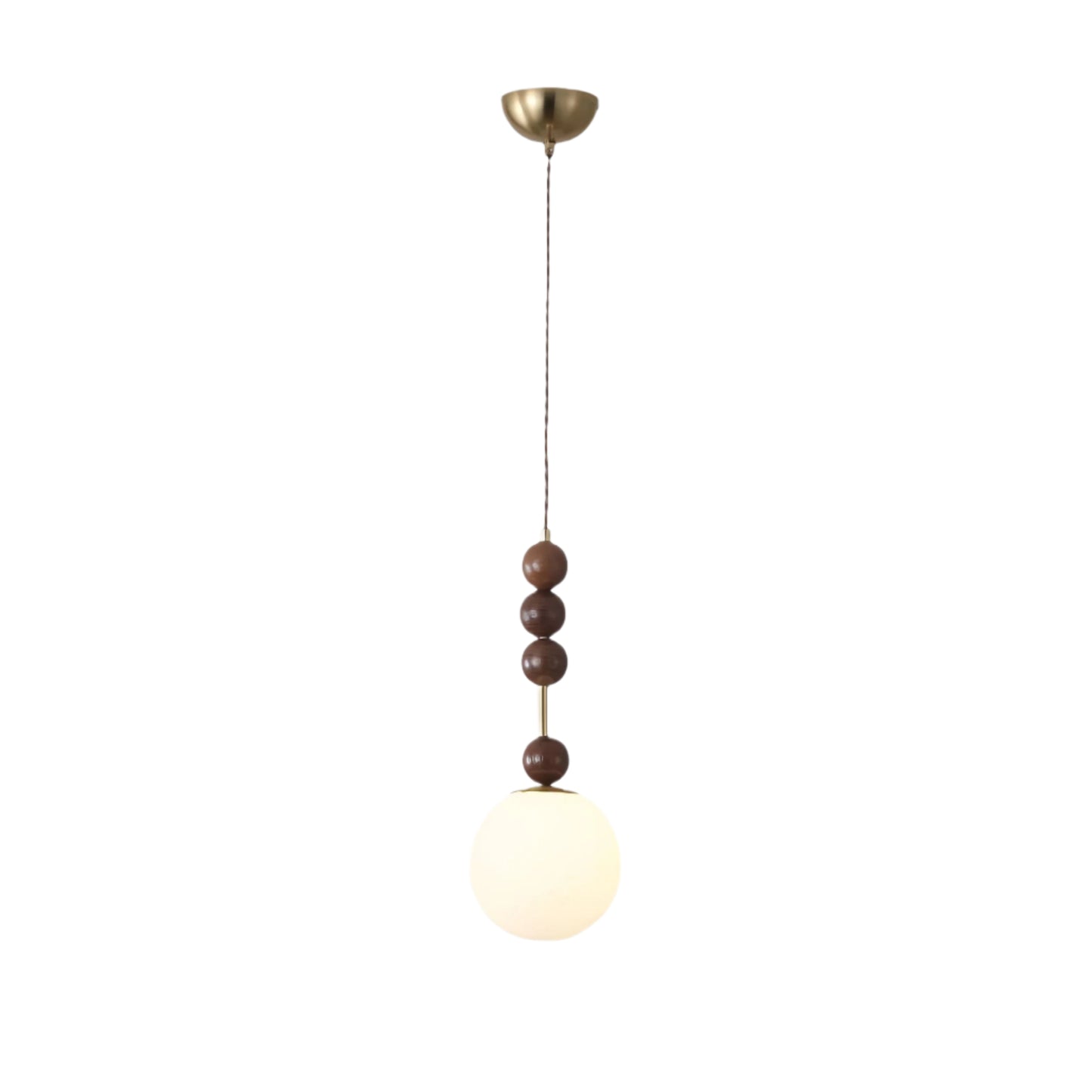 Retro Geometric Walnut Wooden Pendant Light