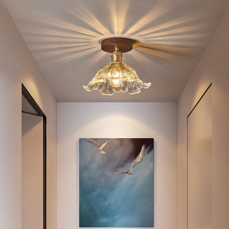 Retro Lotus Art Deco Glass Ceiling Light