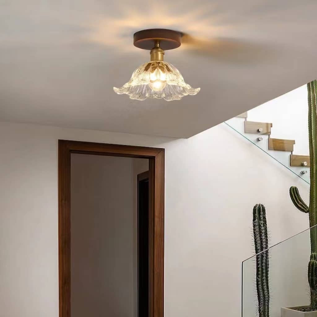 Retro Lotus Art Deco Glass Ceiling Light