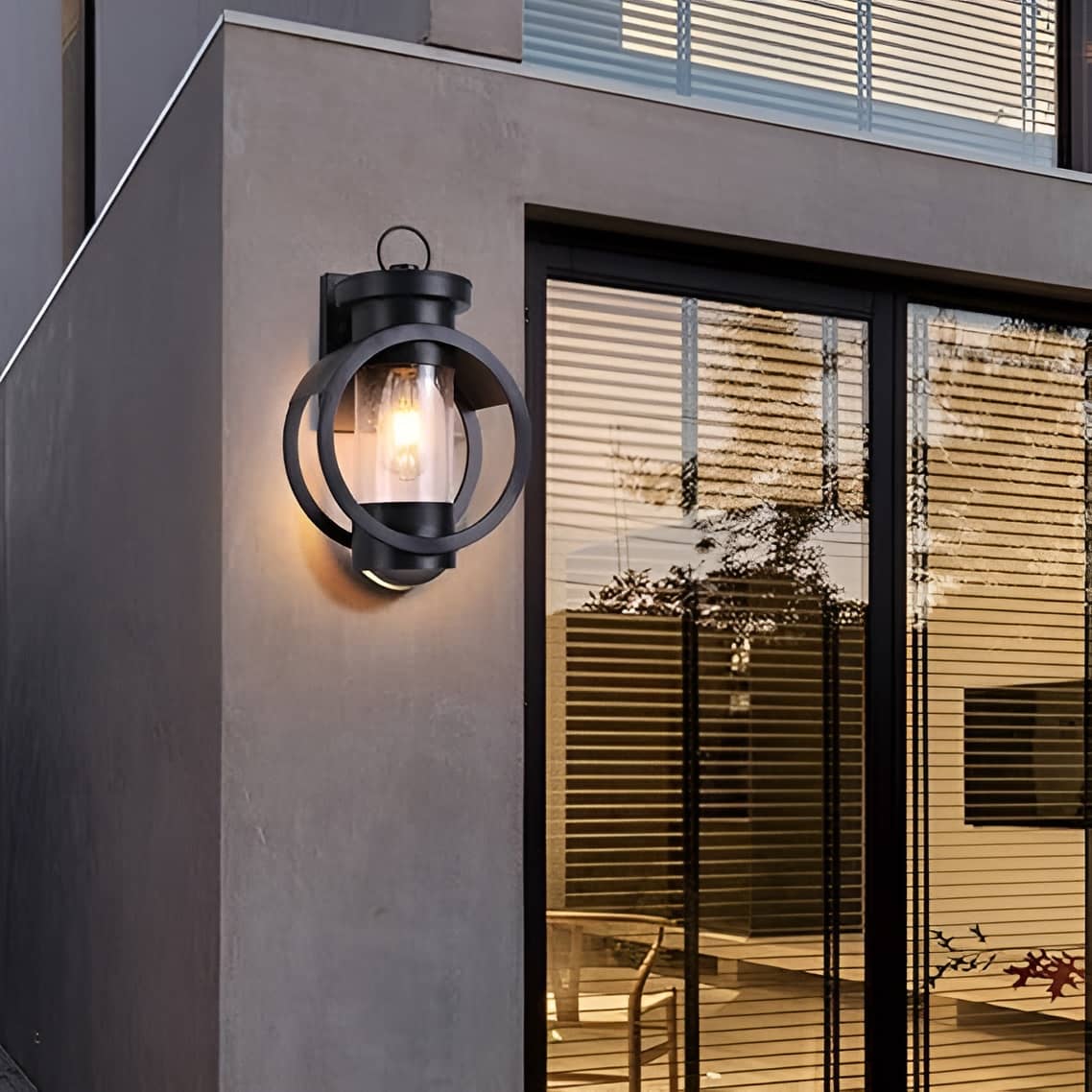 Retro Ring Frame Black Outdoor Wall Light