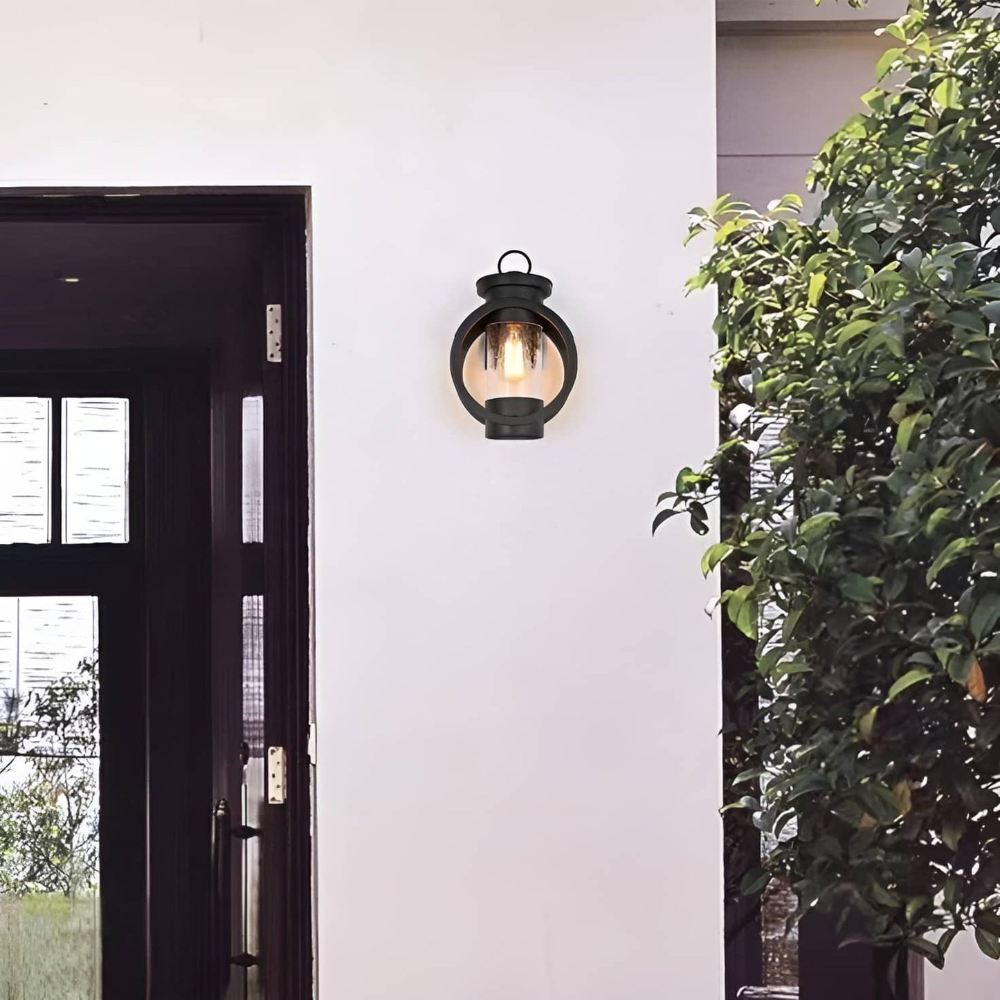 Retro Ring Frame Black Outdoor Wall Light
