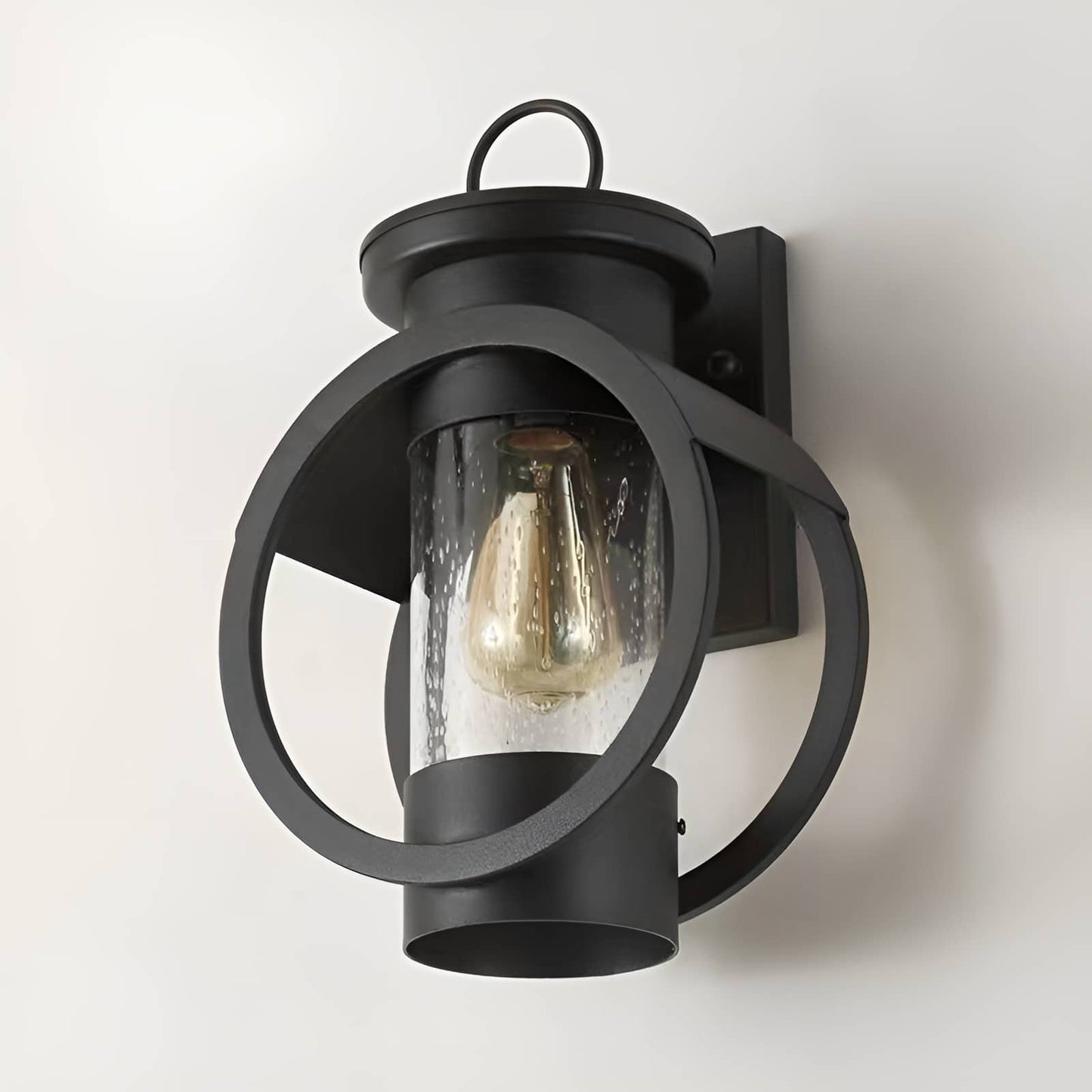 Retro Ring Frame Black Outdoor Wall Light