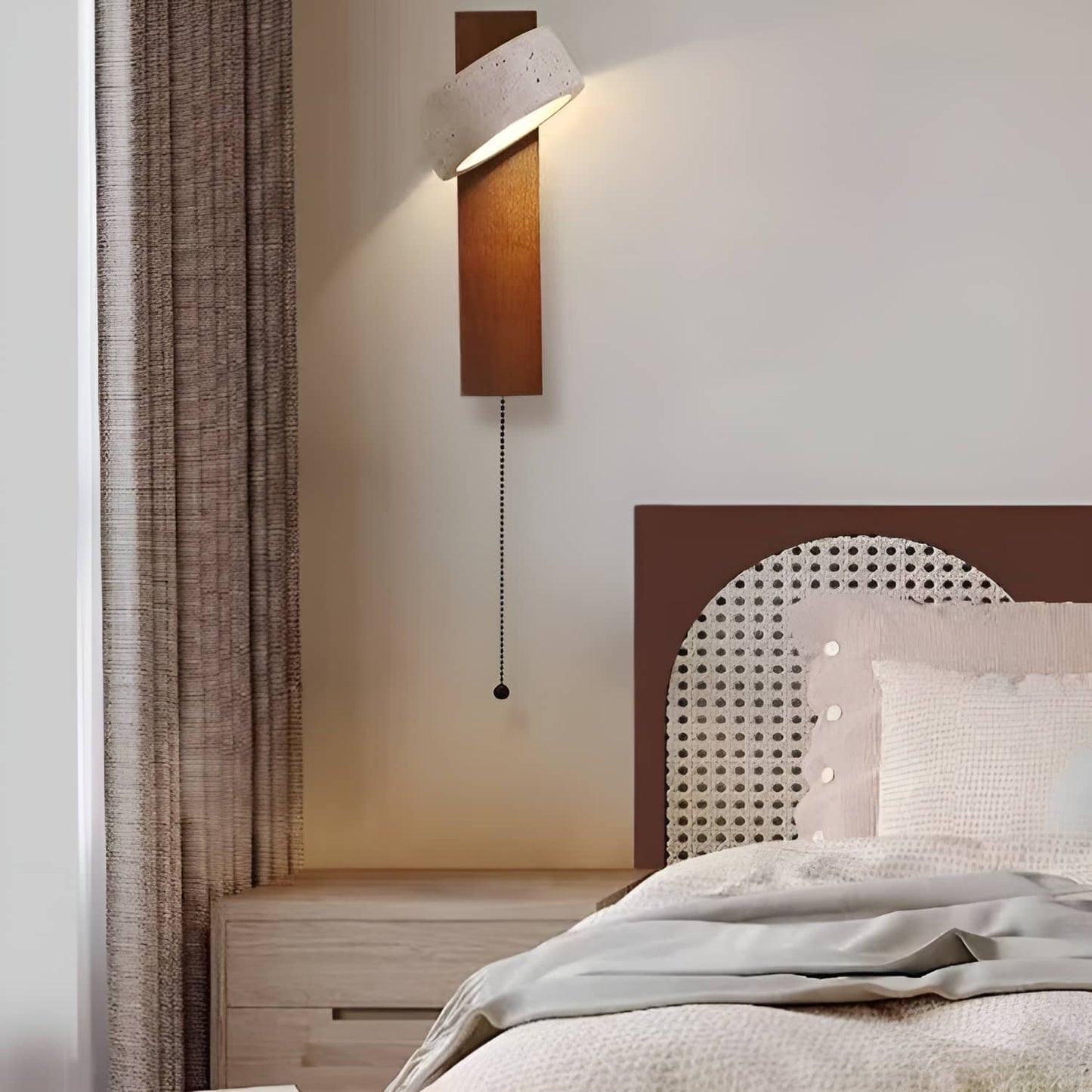 Retro Rotatable Natural Wooden Wall Light