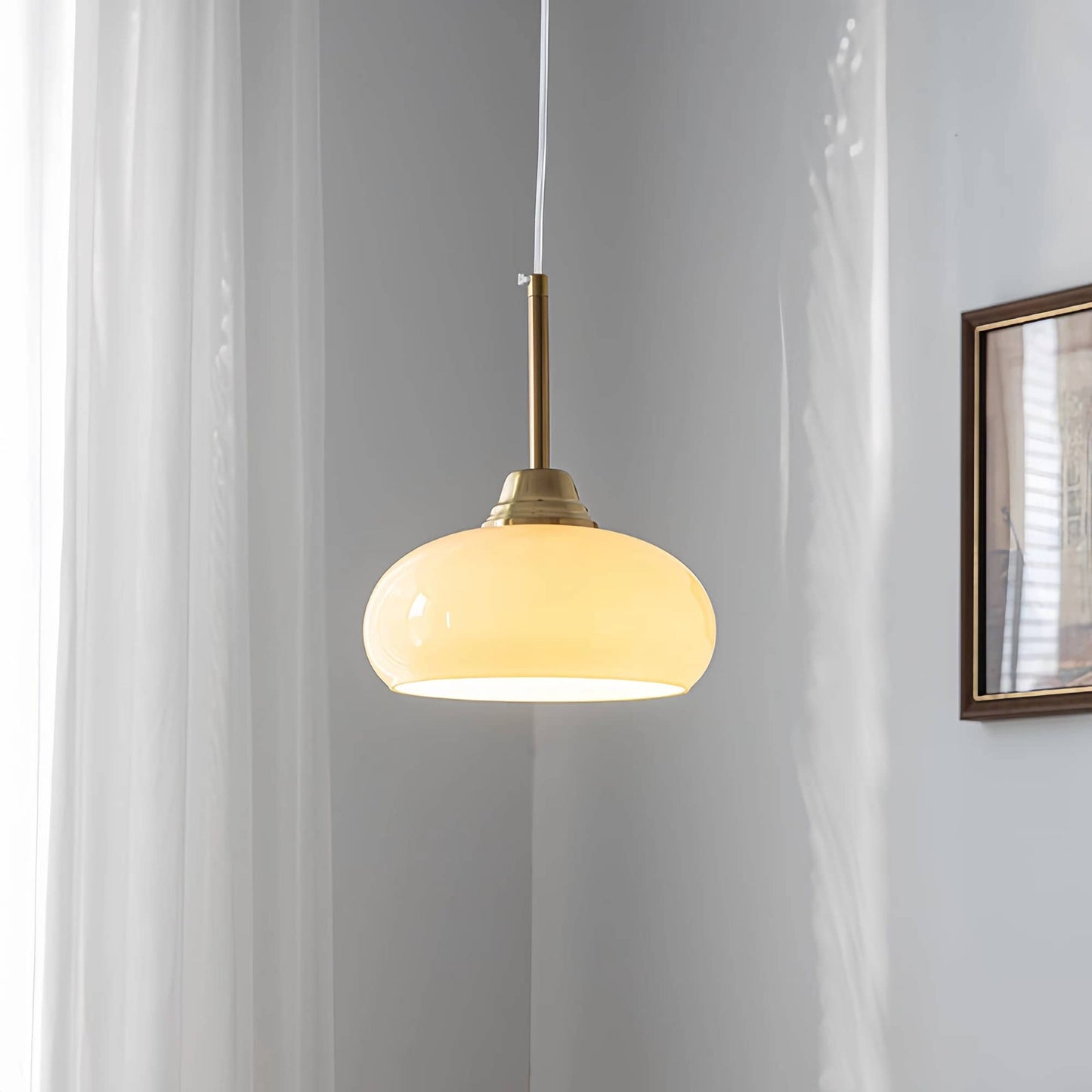 Retro Bauhaus Semi Oval Glass Pendant Light