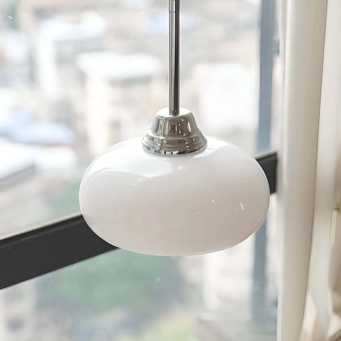 Retro Bauhaus Semi Oval Glass Pendant Light