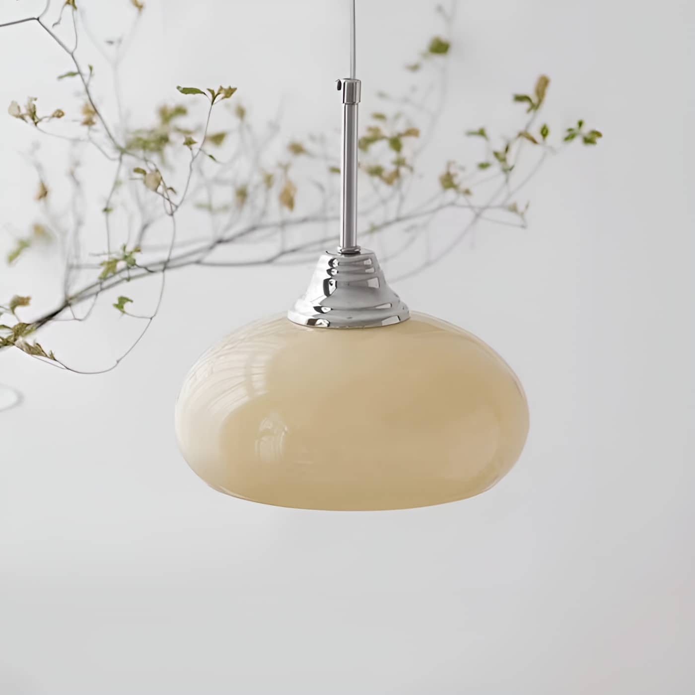 Retro Bauhaus Semi Oval Glass Pendant Light