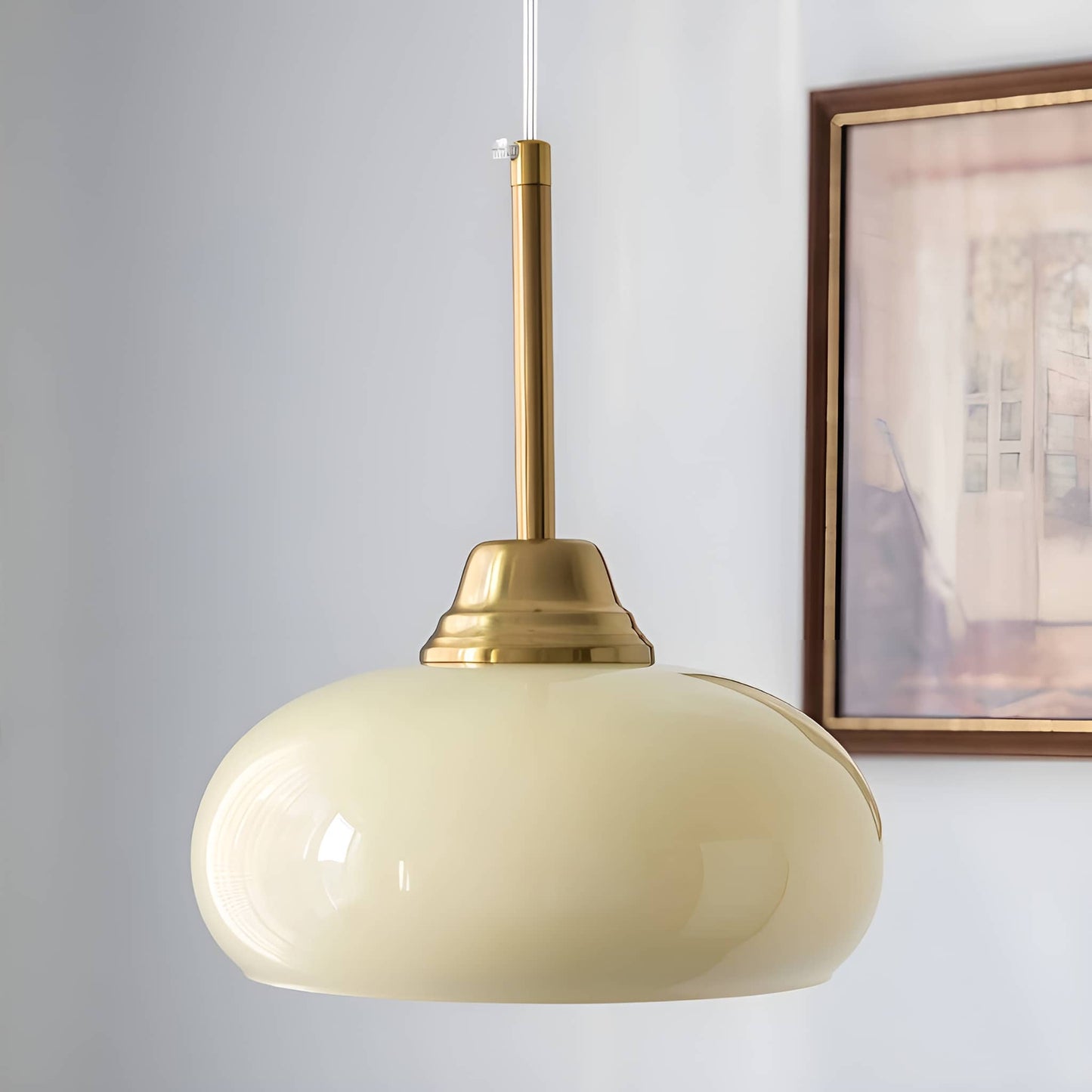 Retro Bauhaus Semi Oval Glass Pendant Light