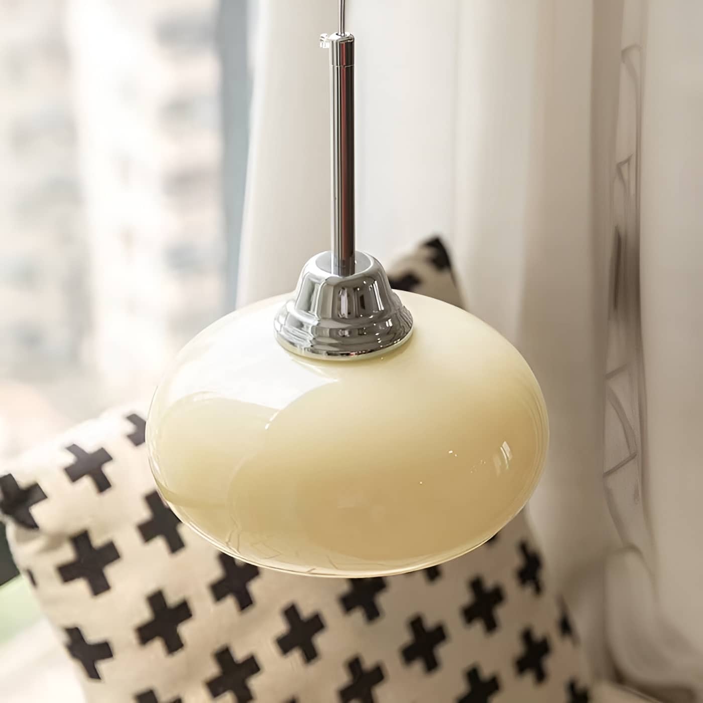 Retro Bauhaus Semi Oval Glass Pendant Light