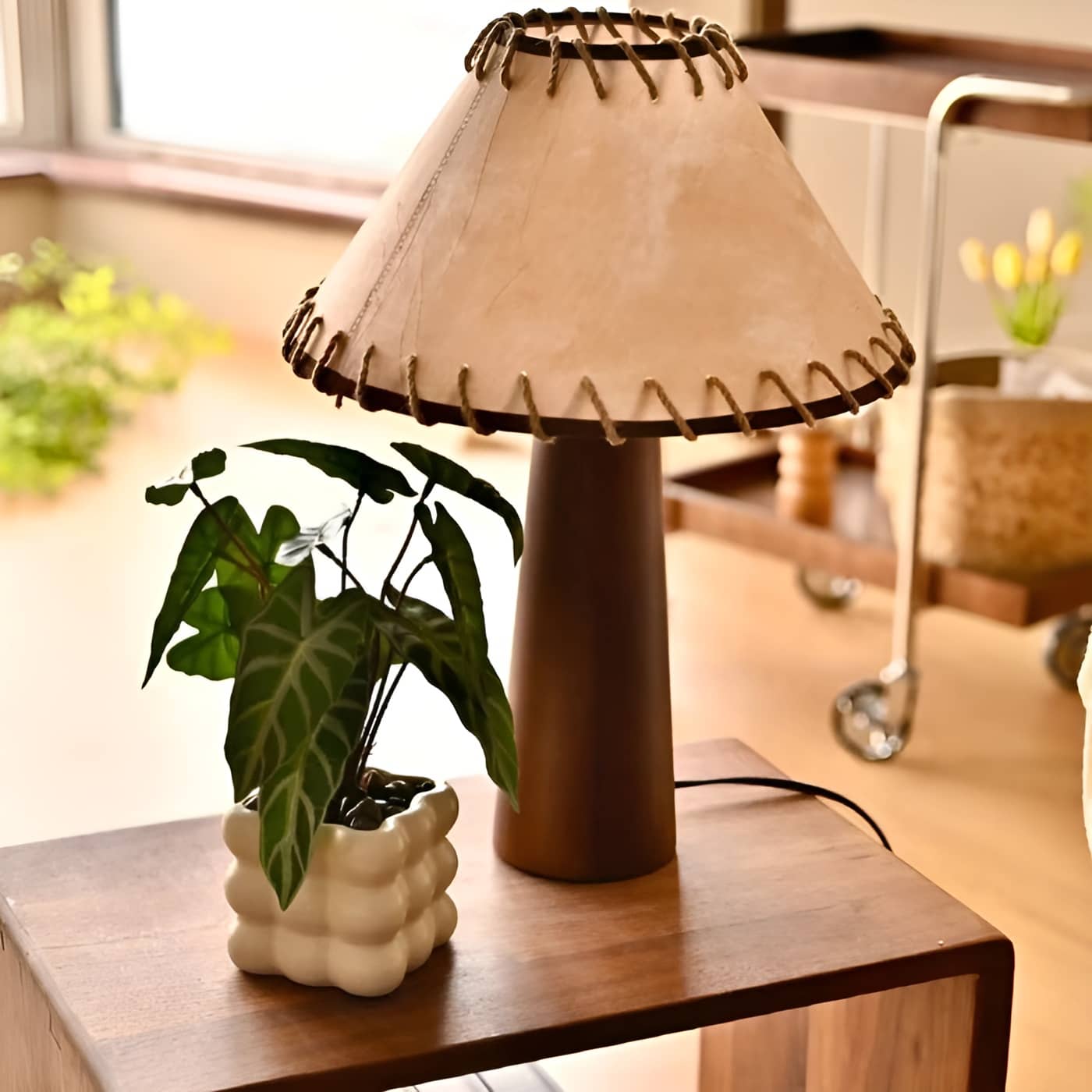 Retro Decorative Walnut Wooden Table Lamp