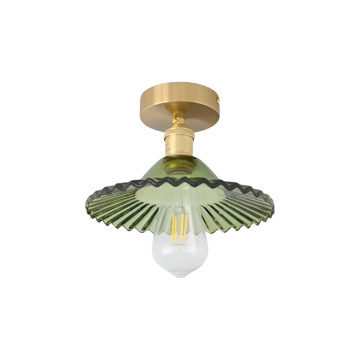 Retro Ripple Glass and Brass Ceiling Light