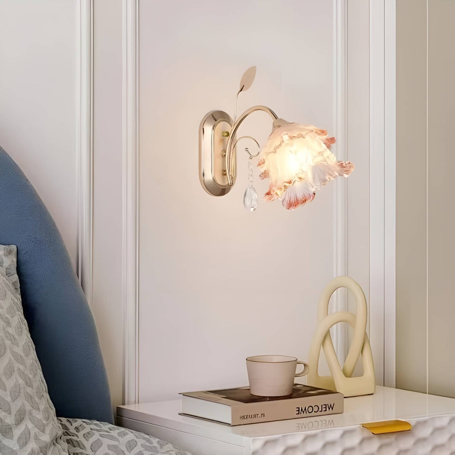 Romantic Rose Petal Glass Wall Light
