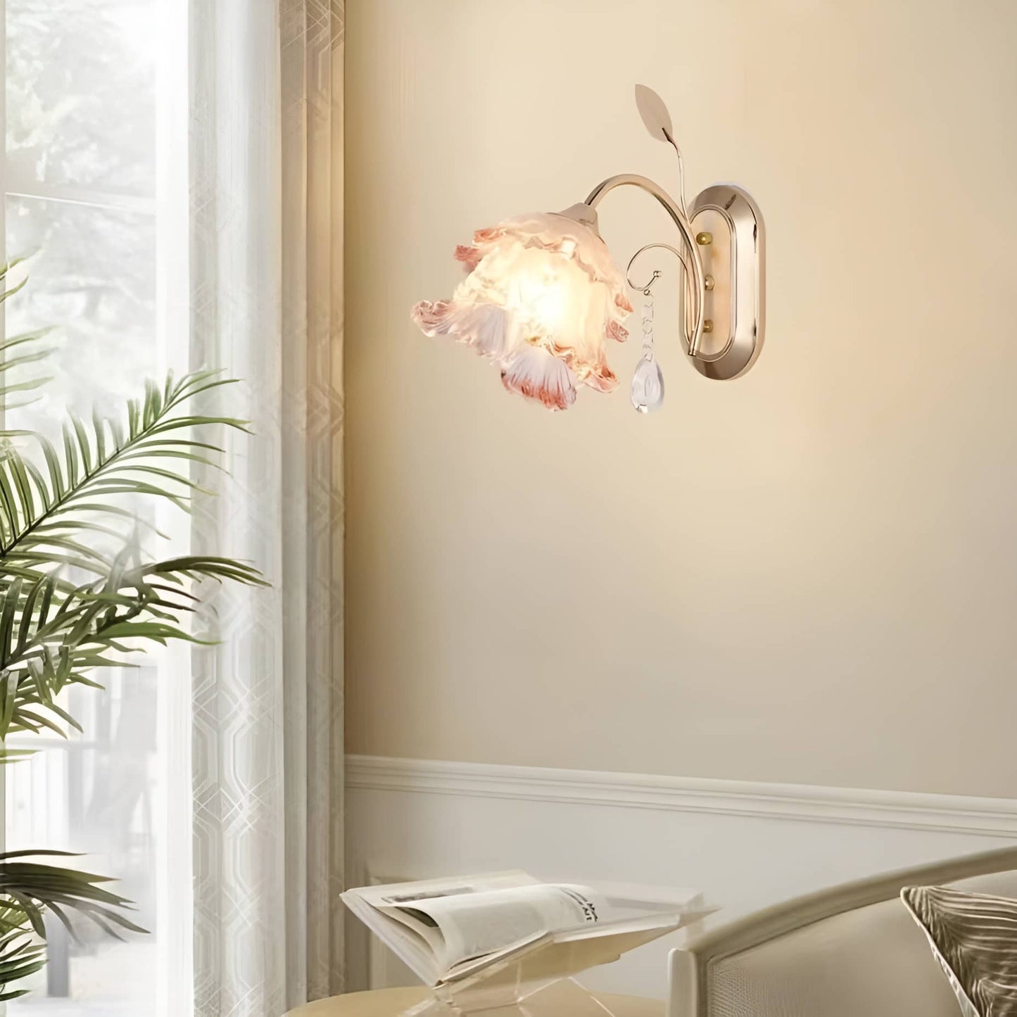Romantic Rose Petal Glass Wall Light