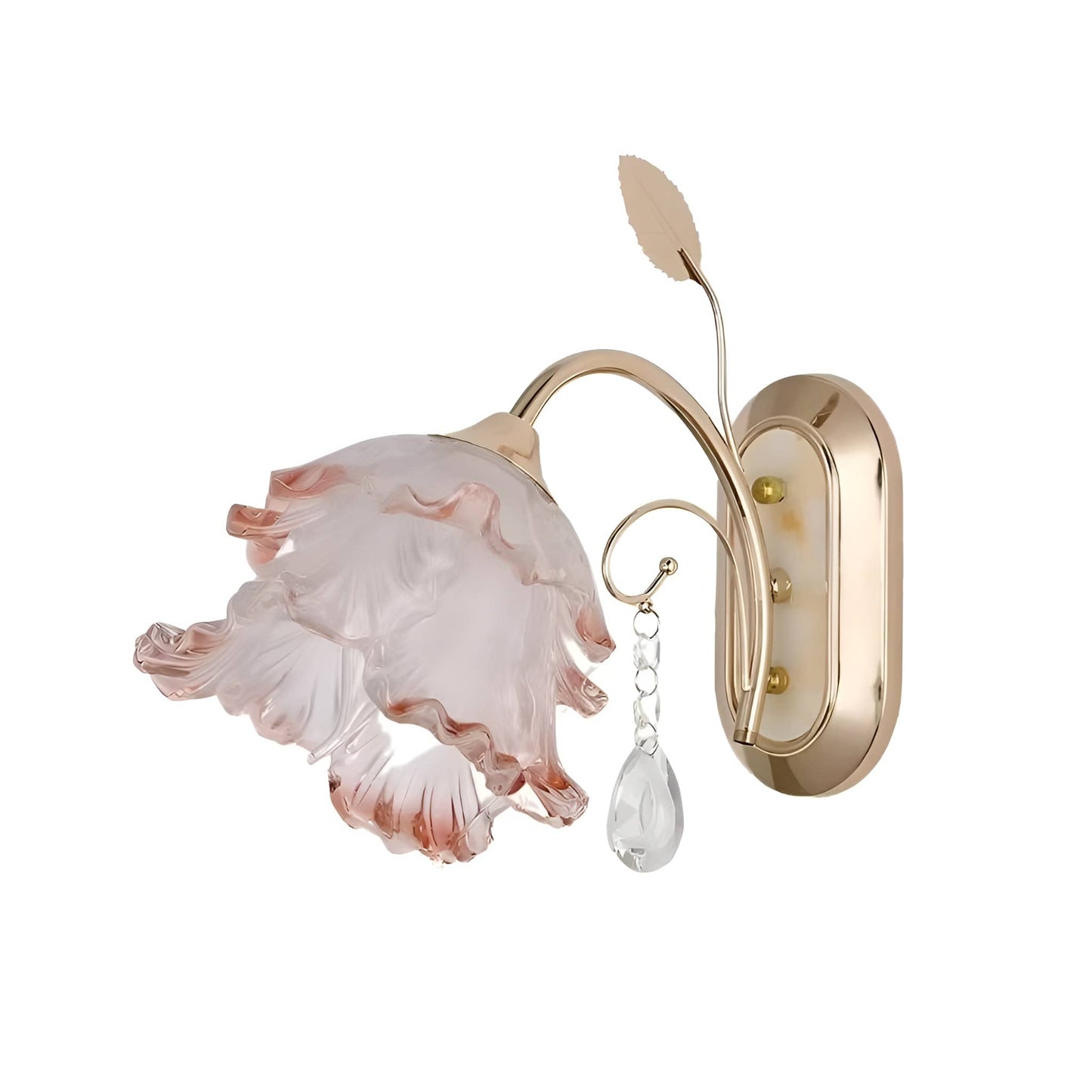 Romantic Glass Pink Rose Wall Sconce