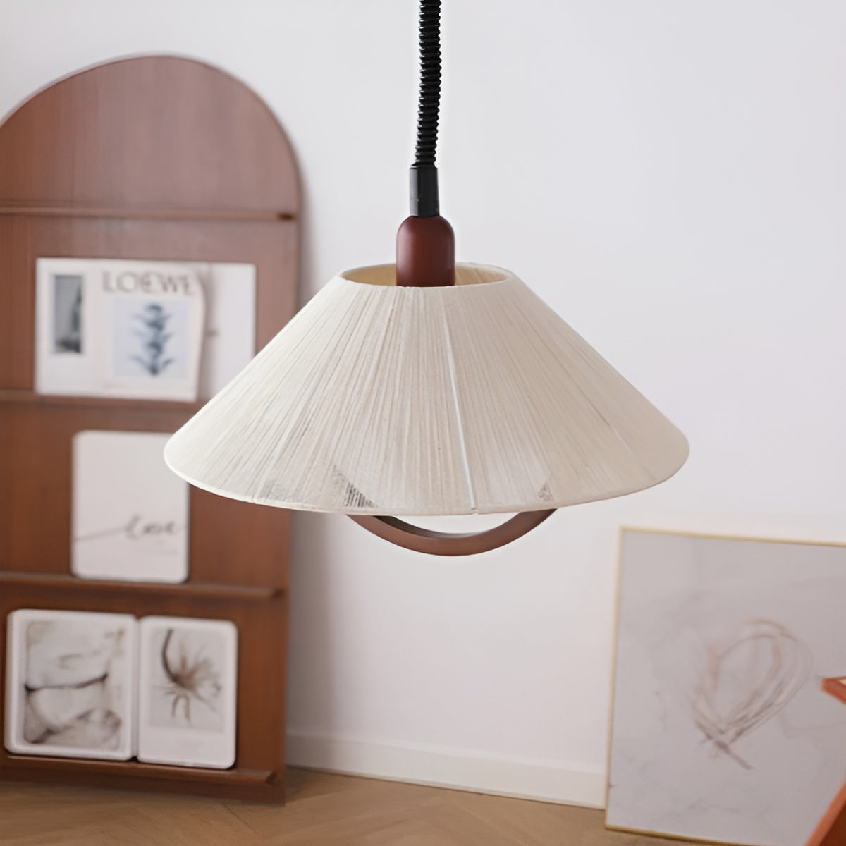 Rustic Cone Wooden Adjustable Pendant Lamp