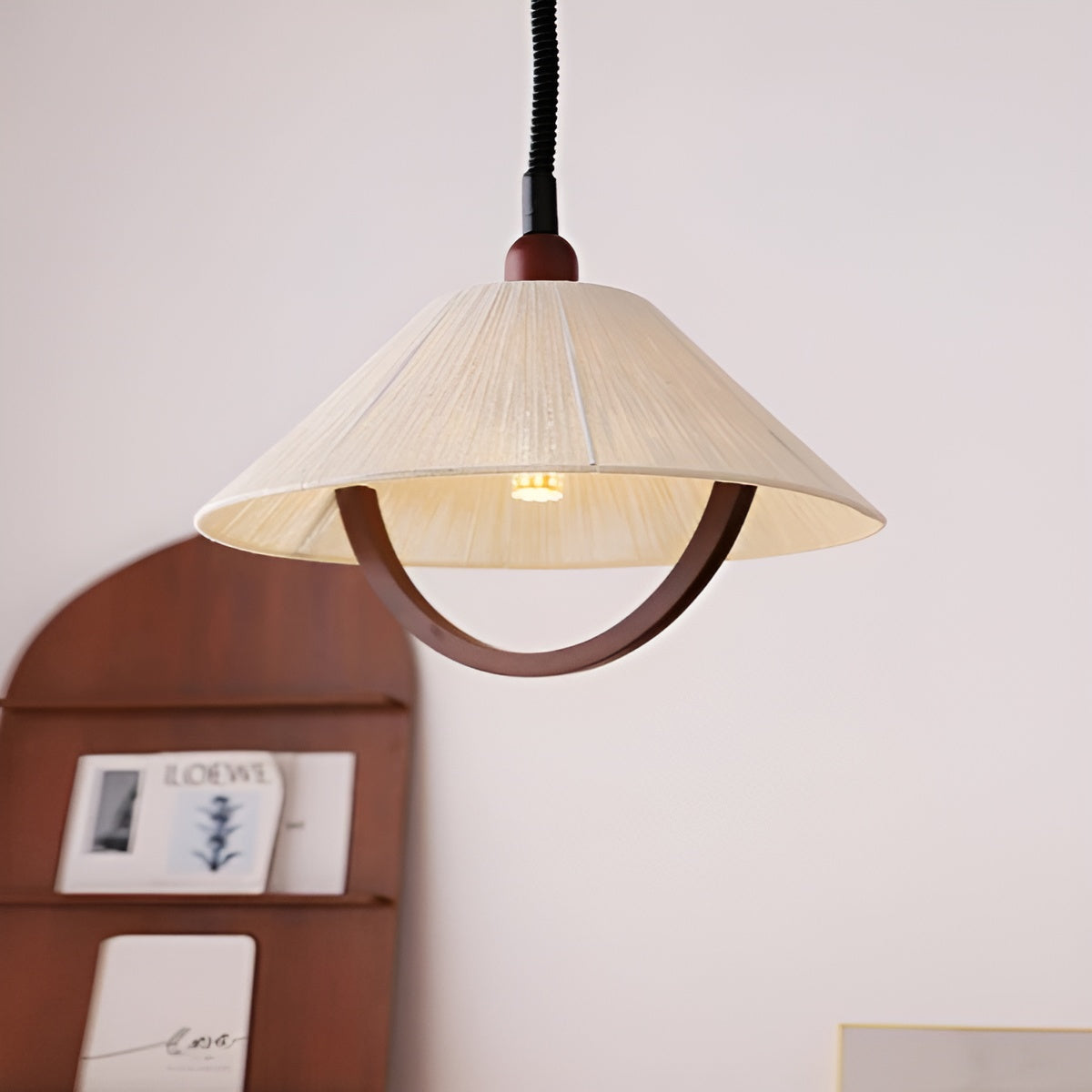 Rustic Cone Wooden Adjustable Pendant Lamp