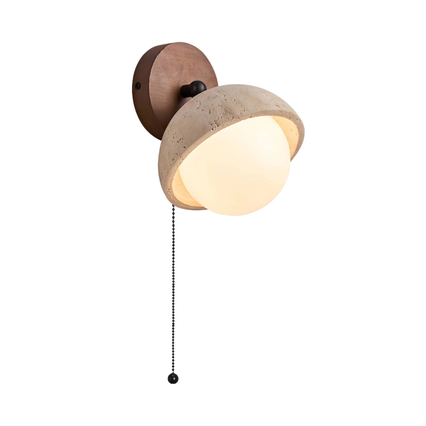 Rustic Beige Stone Globe Wall Light