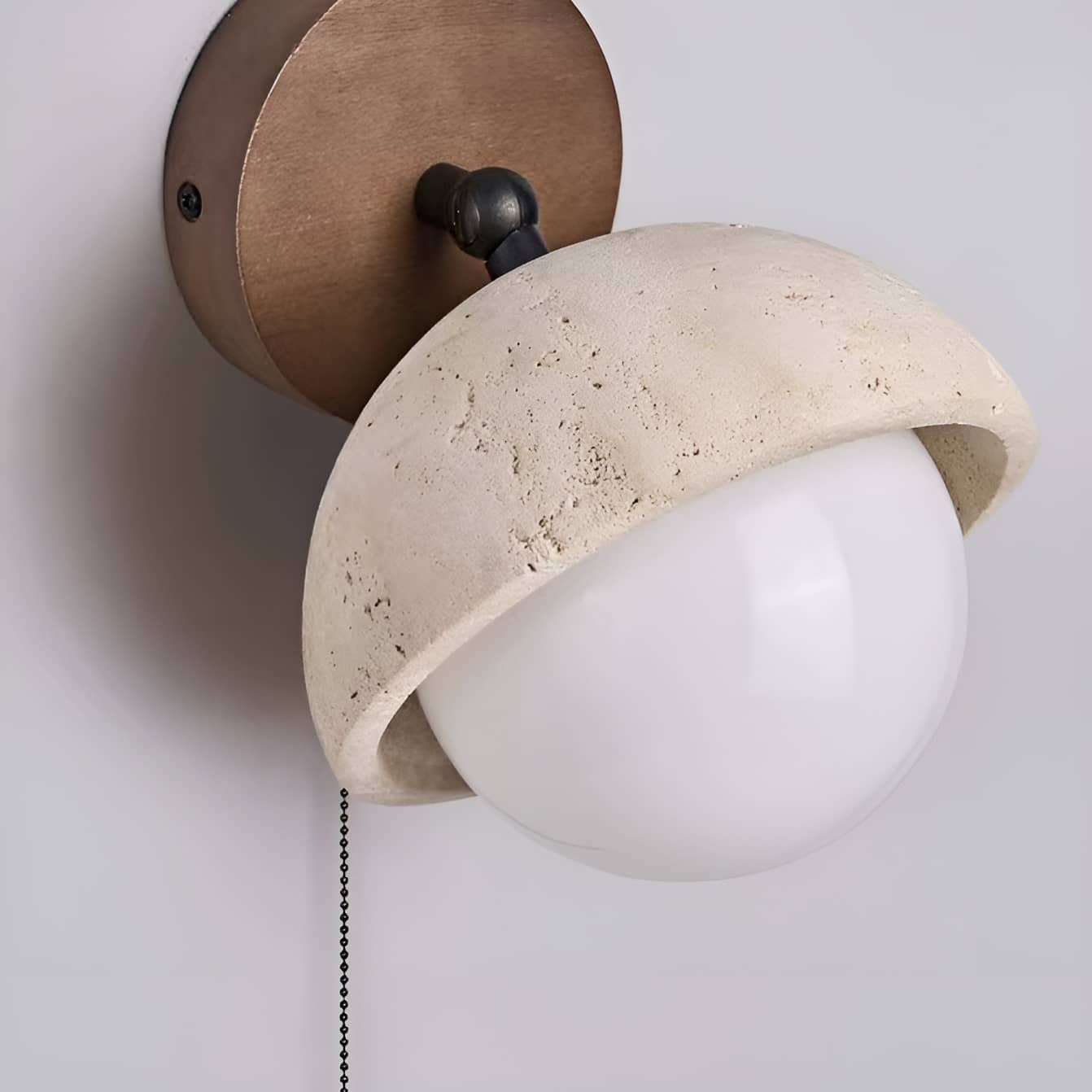 Rustic Beige Stone Globe Wall Light