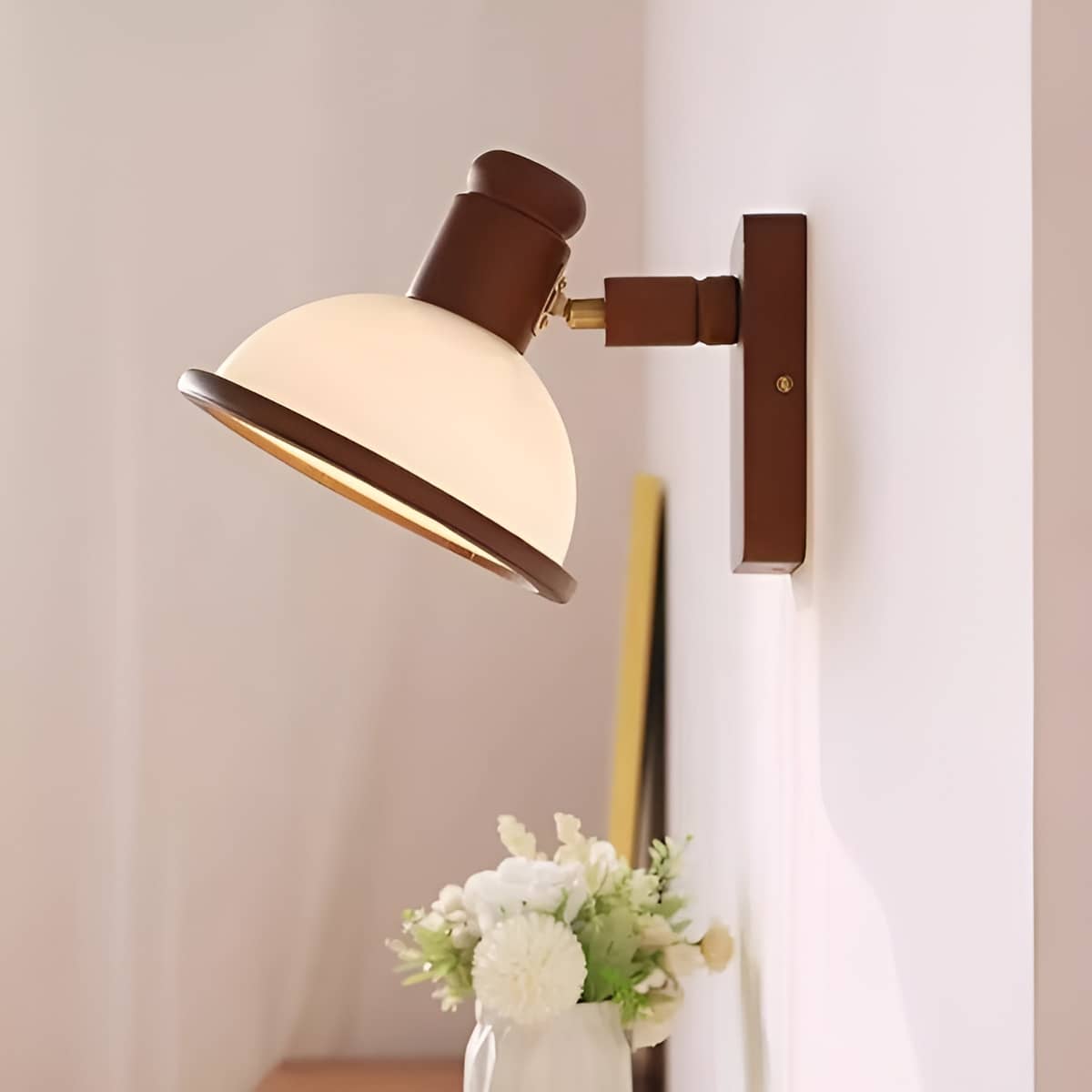 Rustic Dome Wooden Adjustable Wall Reading Light